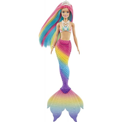 Barbie Sirena Dreamtopia mágica con cabello color arco iris y cambio de color activado con el agua