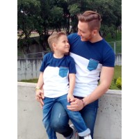 Franela con Bolsillo de Jean Tallas S M L Adulto , 2 4 8 y 12 Niño KONEKODESIGN