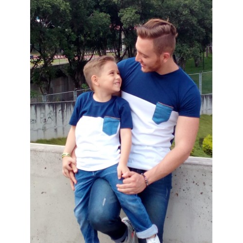 Franela con Bolsillo de Jean Tallas S M L Adulto , 2 4 8 y 12 Niño KONEKODESIGN