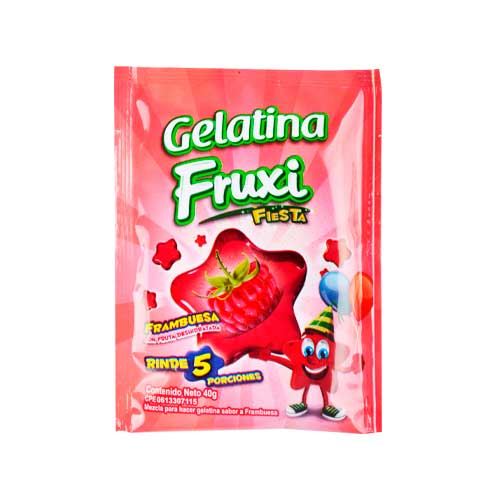 Gelatina Sabor a Frambuesa 5 Porciones Fruxi 40g