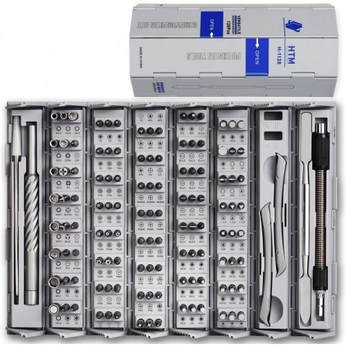 HengTianMei - Juego de destornilladores de precisión 128 en 1, kit de herramientas de reparación magnética profesional para computadora, portátil, Xbox, Macbook