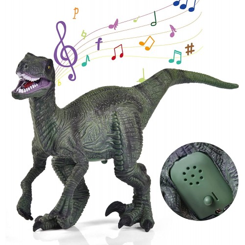 Jurassic World - Figura de velociraptor de juguete, pequeñas figuras de dinosaurio con sonido.