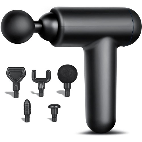 Pistola de masaje muscular portátil recargable por USB, súper silenciosa, percusión de tejido profundo, atletas, pistola de masaje muscular, 6 velocidades.