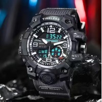 Reloj táctico militar de pulsera para hombre, deportivo con doble movimiento de cuarzo, reloj analógico digital Alarma - Blanco Negro
