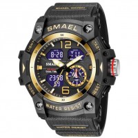 SMAEL Reloj deportivo para hombre camuflaje dorado negro, táctico militar cronógrafo resistente al agua, con alarma