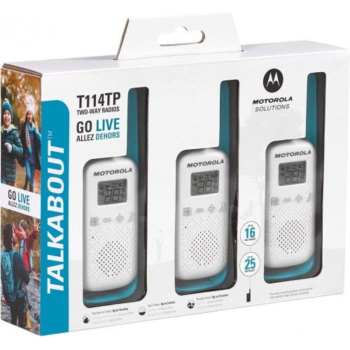 Motorola Solutions Talkabout T114TP - Radio de 2 vías (16 millas), color blanco y azul