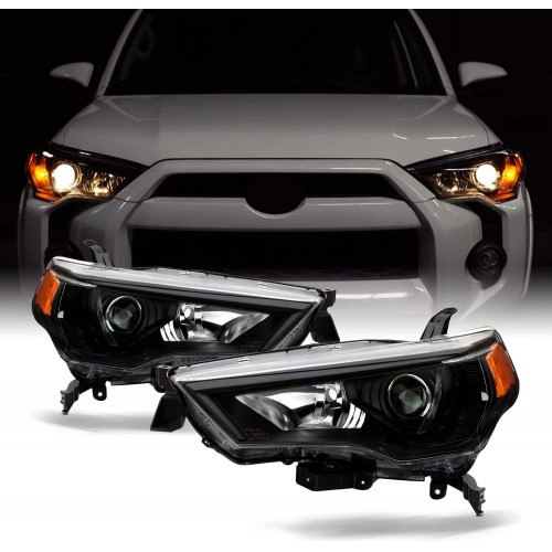 Conjunto de faros delanteros Toyota 4Runner 2014-2023 de proyector estilo fábrica - Carcasa negra
