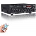 Sunbucks amplificador de audio estéreo para el hogar,  100W RMS, 110/220V, con bluetooth, doble canal, entrada de micrófono Karaoke