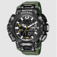 Reloj Smael Verde Negro XF01445 para hombre, deportes al aire libre, táctico militar, moderno, fresco, resistente al agua, esfera grande,