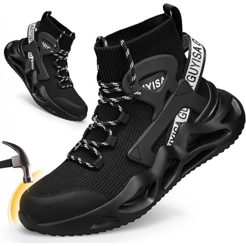 Zapatos de punta de acero para hombres, botas industriales de seguridad, zapatos ligeros y duraderos, tenis de alta calidad de construcción transpirable