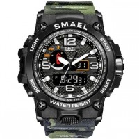 SMAEL- Reloj deportivo de cuarzo para hombre, cronógrafo militar con alarma, doble pantalla, resistente al agua hasta 50M, 1545D,