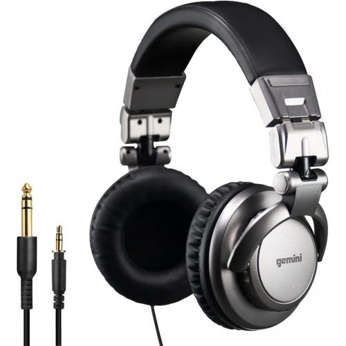 Gemini Sound DJX-500 - Audífonos profesionales con cable sobre la oreja con juntas giratorias de 90 grados/180 grados para monitoreo de estudio DJ