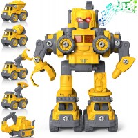 Juguetes robot 5 en 1 para niños, STEM para niños,  transformers de robot con 5 camiones.