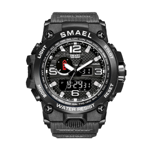 SMAEL Reloj táctico militar de pulsera para hombre, deportivo con doble movimiento de cuarzo, reloj analógico digital - Negro Blanco