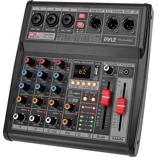 Mezclador de audio profesional Bluetooth DJ Mezclador de sonido con controlador DJ de 3 canales con DSP 16 efectos preestablecidos, interfaz USB