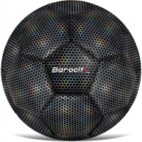 Barocity Balón de fútbol - Pelota oficial de primera calidad para niños y niñas con patrón hexagonal reflectante Negro