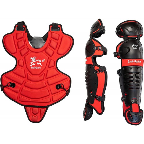 Jadekylin Equipo de captura catcher de béisbol de 14 pulgadas para jóvenes de 9 a 12 años Rojo