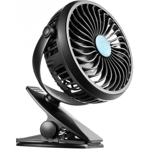 Ventilador con clip en el cochecito portátil recargable por USB, mini ventilador de escritorio de mano, para oficina, dormitorio, cochecito de bebé.