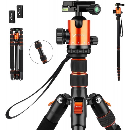 Trípode de 80 pulgadas para cámara, aluminio VICTIV y monopie compacto para DSLR, profesional con cabeza de bola de 360 grados