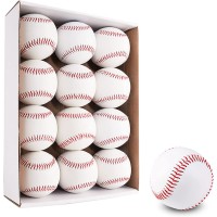 Baisidiwei Paquete de 12 pelotas de béisbol para adultos de tamaño estándar sin marcar y cubierta de cuero, para practicar béisbol para niños