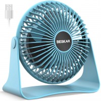 BESKAR Ventilador de escritorio pequeño USB - Ventilador portátil de 6 pulgadas con 3 velocidades de flujo de aire fuerte.