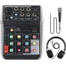 Phenyx Pro Paquete de mezclador de audio con interfaz de audio USB, 4 entradas, ecualizador de 3 bandas, efectos de eco, con micrófono dinámico
