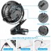 Ventilador con clip en el cochecito portátil recargable por USB, mini ventilador de escritorio de mano, para oficina, dormitorio, cochecito de bebé.