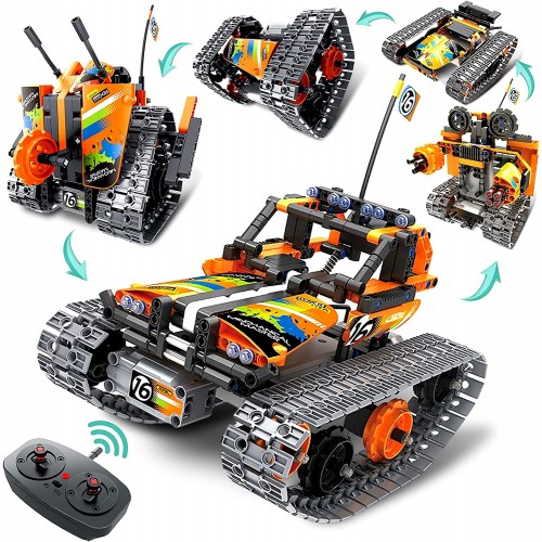 Coplus Kit de construcción STEM de control remoto, automóvil a control remoto, tanque, robot, corredor rastreado, 392 bloques Juguete