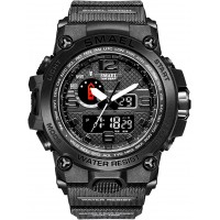 SMAEL Reloj táctico de pulsera para hombre, deportivo con doble movimiento de cuarzo, reloj analógico digital
