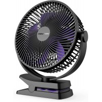 Airbition Ventilador con clip de 10000 mAh de 8 pulgadas, recargable, funciona con pilas, con abrazadera USB, portátil
