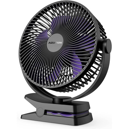 Airbition Ventilador con clip de 10000 mAh de 8 pulgadas, recargable, funciona con pilas, con abrazadera USB, portátil