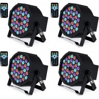 UP Lights, Missyee - Luces LED RGB de 36 x 1 W para DJ activadas por sonido, paquete de 4  luces de escenario - compatible con controlador DMX-512