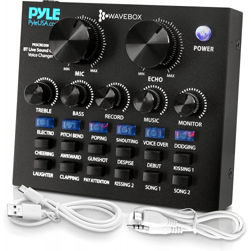 Pyle Mini mezclador de podcast de audio Bluetooth, transmisión en vivo para PC, computadora, iPhone, transmisión, cambiador de voz