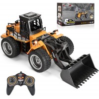 Kolegend Camión de juguete niveladora de control remoto, escala 1.18 RC Metal Rc, cargador frontal 4WD con batería recargable