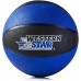 Western Star Pelota de baloncesto de goma tamaño oficial - Entrenamiento de agarre extra - 29.5 pulgadas - Azul y Negro