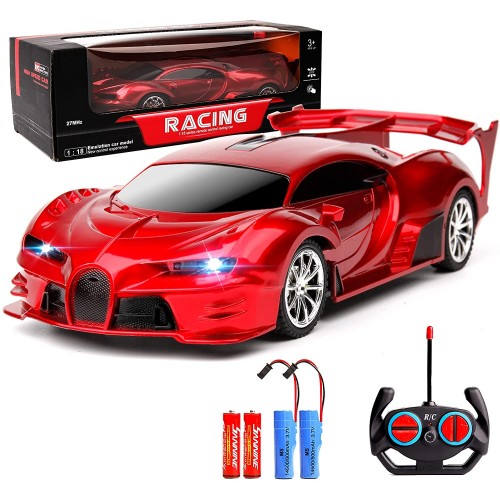 KULARIWORLD Coche de control remoto recargable 1.18 de alta velocidad RC, vehículos de carreras con luz LED