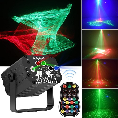 Luces de fiesta DJ, láser de escenario, efecto de luz norte, iluminación estroboscópica de discoteca activada por sonido RGB con control remoto