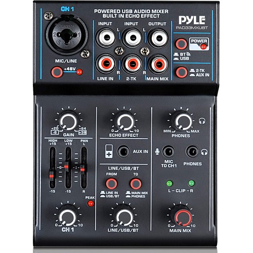 Mezclador de audio inalámbrico profesional para DJ, mezclador de sonido con controlador Bluetooth de 3 canales con interfaz de audio USB