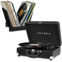Victrola Journey - Reproductor de discos vinilo de maleta Bluetooth con soporte de grabación a juego