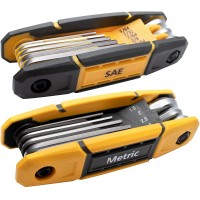 MulWark Juego de llaves Allen plegables de 17 piezas, métricas y estándar SAE - Herramienta de juego de llaves Allen