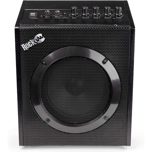RockJam Amplificador de guitarra eléctrica de 20 vatios con entrada de auriculares, ecualizador de tres bandas, sobremarcha y ganancia de potencia