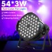 BETOPPER Luces de DJ DMX activadas por sonido, 54 x 3 W, par luces LED RGB para escenario DMX, luces de DJ par para iglesia, concierto