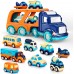 Paquete de 9 juguetes de coches para niños y niñas de 2, 3, 4, 5 años, regalo, camión de transporte grande con 8 pequeños