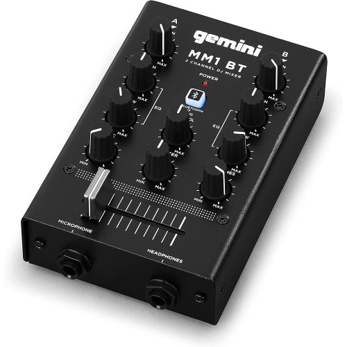 Gemini Sound MM1BT - Mezclador de podcasts de audio profesional Bluetooth de 2 canales de entrada de micrófono dual estéreo