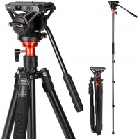 Trípode de cabeza fluida, COMAN Monopod aleación de aluminio 70.8 pulgadas para Canon Nikon Sony DSLR