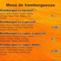 Hamburguesa normal, especial, super especial y la doble.