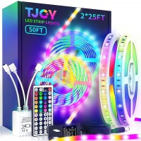 Tira de luces LED con control remoto de 44 teclas de 50 pies, luces LED RGB...
