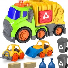 Juguetes de carro para niños y niñas con 2 botes de basura, carretilla elev...