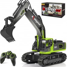 kolegend Excavadora de control remoto, juguete a escala 1.18, excavadora hi...