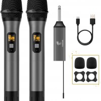 Micrófono inalámbrico, sistema de micrófono dinámico de metal inalámbrico d...